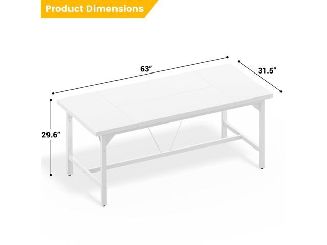 Cyclysio 63' Large Computer Desk, Long Office Table with Heavy Duty Metal Frame, Modern Study Writing Gaming Desk for 2 Person, 1.4' Thick Wood...