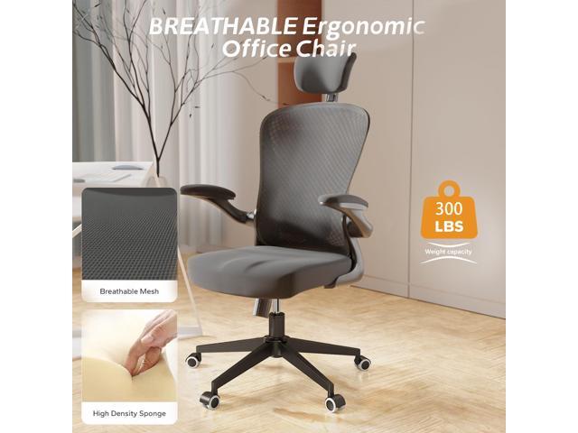 Office Chair Ergonomic Office Chair Tilt Function Adjustable Headrest with Flip-Up Arms, Cushion for Lumbar Support and Sturdy Wheels, 360 Degree...