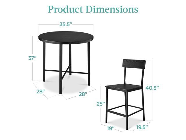 Best Choice Products 5-Piece Modern Round Counter Height Dining Set for Home Kitchen, Dining Room w/ 4 Chairs, 1.5in Thick Table - Black