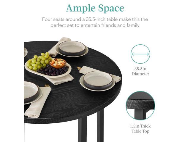 Best Choice Products 5-Piece Modern Round Counter Height Dining Set for Home Kitchen, Dining Room w/ 4 Chairs, 1.5in Thick Table - Black