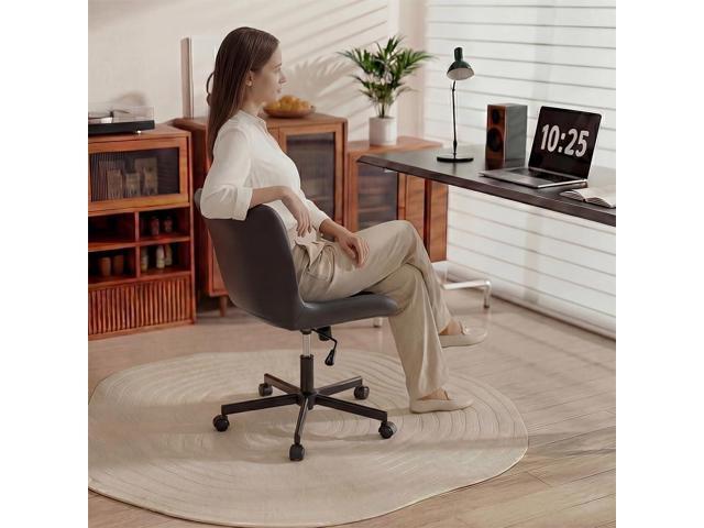 Armless Desk Chair, Morden Home Office Chair no Arms, Adjustable Height & Rocking Computer Chair, PU Leather Vanity Chair, Ergonomic Seat Soft...