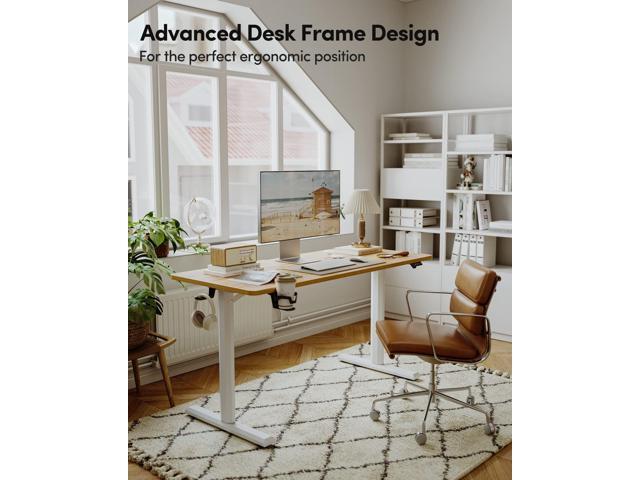 CubiCubi Height Adjustable Electric Standing Desk, 44 x 24 Inches Stand Up Table, Sit Stand Home Office Desk with Splice Board, Top