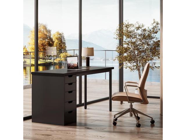 Tribesigns Modern Simple Computer Desk, 47 Inches PC Desk with 5 Reversible Drawers, Rustic Brown Study Writing Table Workstation for Home Office...