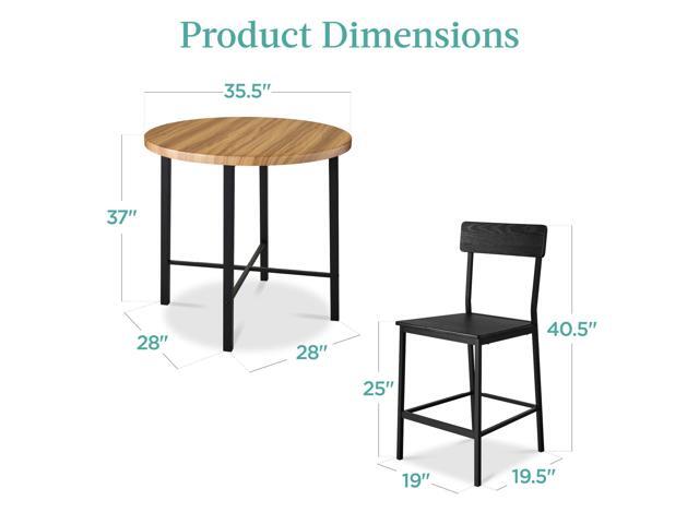 Best Choice Products 5-Piece Modern Round Counter Height Dining Set for Home Kitchen, Dining Room w/ 4 Chairs, 1.5in Thick Table - Light Brown/Black