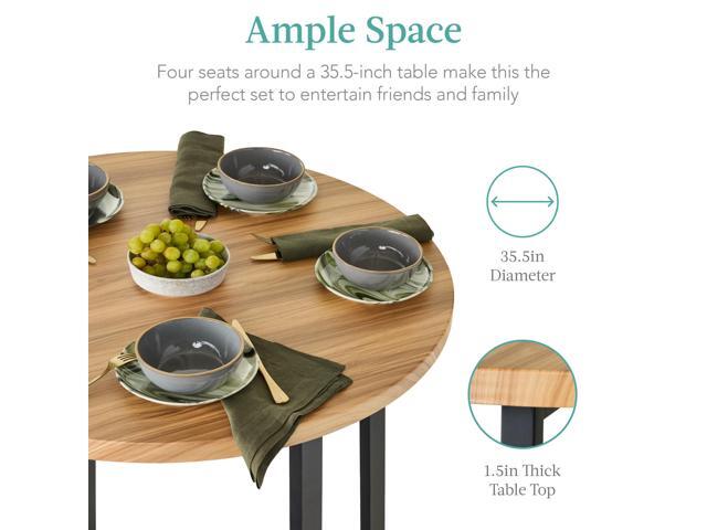 Best Choice Products 5-Piece Modern Round Counter Height Dining Set for Home Kitchen, Dining Room w/ 4 Chairs, 1.5in Thick Table - Light Brown/Black