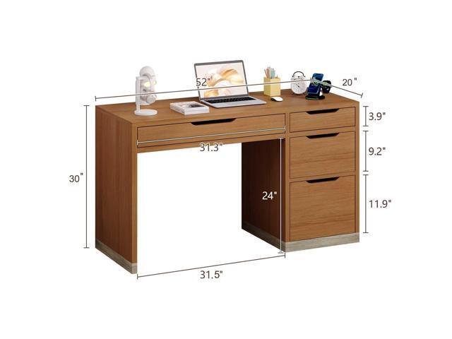 52 Inch Desk with 4 Drawers, Small Computer Desk for Small Space, Home Office Desk with Storage File Drawer for Bedroom, Brown
