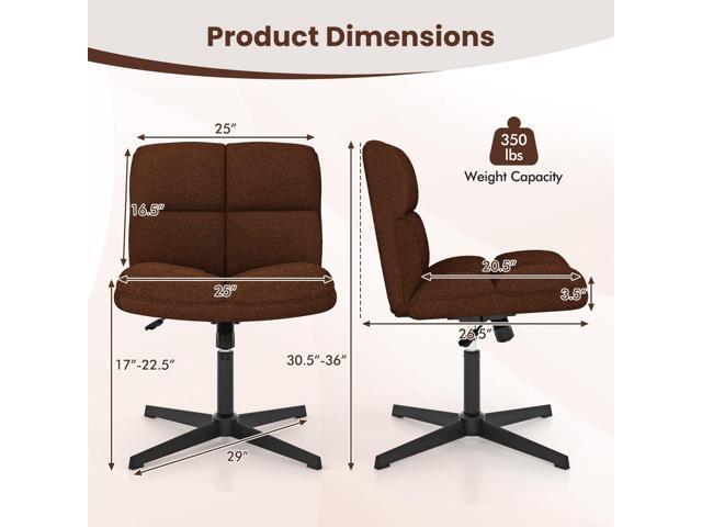 Giantex Criss Cross Chair, Armless Cross Legged Office Chair, Faux Fur Adjustable Swivel Ergonomic Desk Seat No Wheels, Modern Wide Makeup Task...