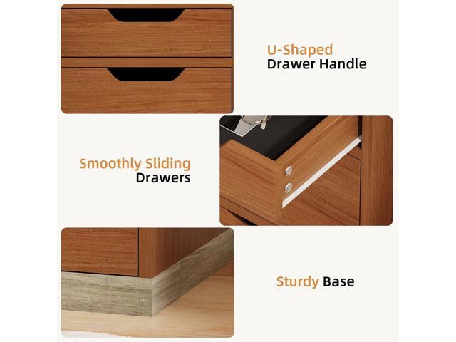 Small Computer Desk with Drawers, 48 Inch Home Office Desk with Storage for Bedroom, Wood Study Desk for Small Space, Writing, Brown