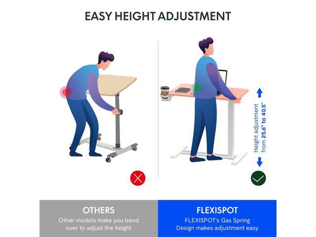 FLEXISPOT Mobile Standing Desk with Wheels Pneumatic Laptop Desk Rolling Computer Cart Movable Height Adjustable Small Sit Stand Computer...
