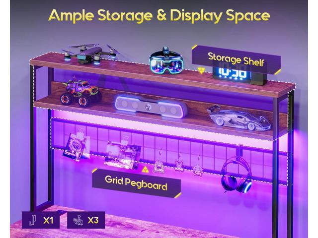 AODK 59 Inch L Shaped Desk with 4 Drawers, Gaming Desk with Led Lights & Power Outlets, Computer Desk with Pegboard, Reverisble Home Office Desk...