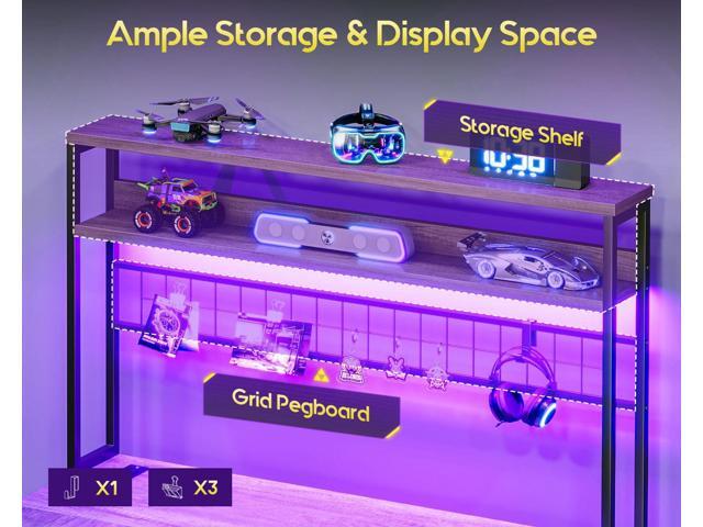 AODK 59 Inch L Shaped Desk with 4 Drawers, Gaming Desk with Led Lights & Power Outlets, Computer Desk with Pegboard & Keyboard Tray, Reverisble...