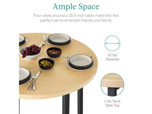 Best Choice Products 5-Piece Modern Round Counter Height Dining Set for Home Kitchen, Dining Room w/ 4 Chairs, 1.5in Thick Table - Natural