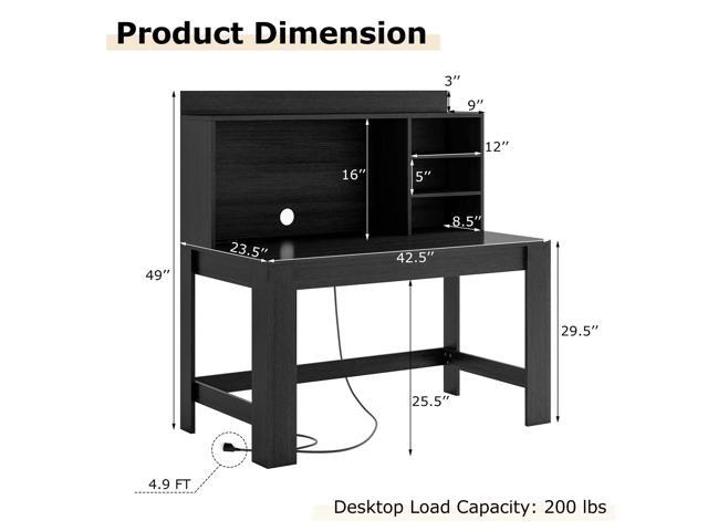 Tangkula Computer Desk with Hutch & Charging Station, Home Office Writing Study Desk with Storage Shelves, Cable Management Hole, Laptop Desk, Desk...