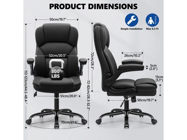 PU Leather Executive Office Chair, Ergonomic High-Back Computer & Gaming Chair with Adjustable Height, Rolling Swivel & Flip-Up Armrests, Comfy...