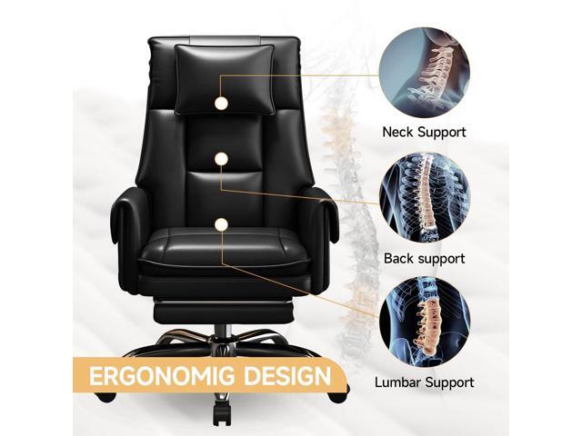 Ergonomic Office Chair with Foot Rest High Back Computer Chair Executive Desk Chair PU Leather Gaming Chair with Wheels