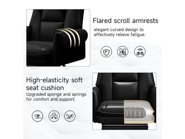 Ergonomic Office Chair with Foot Rest High Back Computer Chair Executive Desk Chair PU Leather Gaming Chair with Wheels