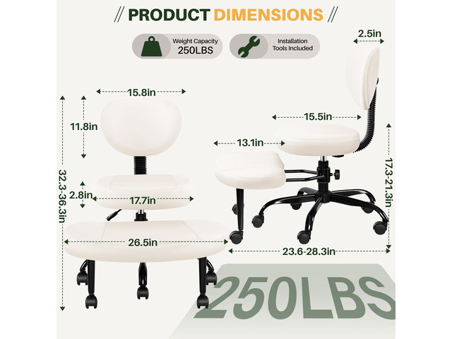 Primy Criss Cross Office Chair - ADHD Cross Legged Chair with Wheels - Adjustable Height Ergonomic Kneeling Desk Chairs for Meditation Yoga Home...