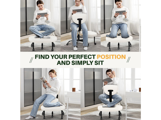 Primy Criss Cross Office Chair - ADHD Cross Legged Chair with Wheels - Adjustable Height Ergonomic Kneeling Desk Chairs for Meditation Yoga Home...