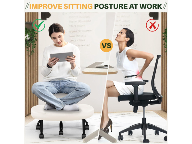 Primy Criss Cross Office Chair - ADHD Cross Legged Chair with Wheels - Adjustable Height Ergonomic Kneeling Desk Chairs for Meditation Yoga Home...