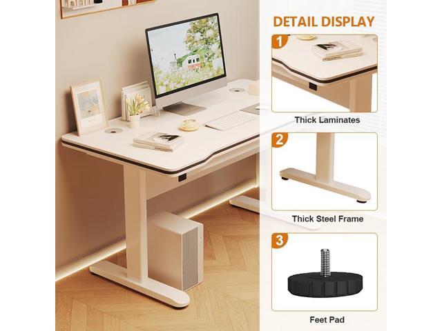 Gaming Desk Computer Writing Table for Home Office Student Art Modern Simple Style with T-Shaped Metal Bracket PC Wood Suitable for Offices & Bedrooms