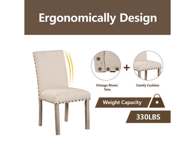 Morden Fort Farmhouse Style Dining Chairs Set of 2, Rustic Upholstered Kitchen & Dining Room Chairs with Rivet Detailing, Solid Wood Legs & Sturdy...