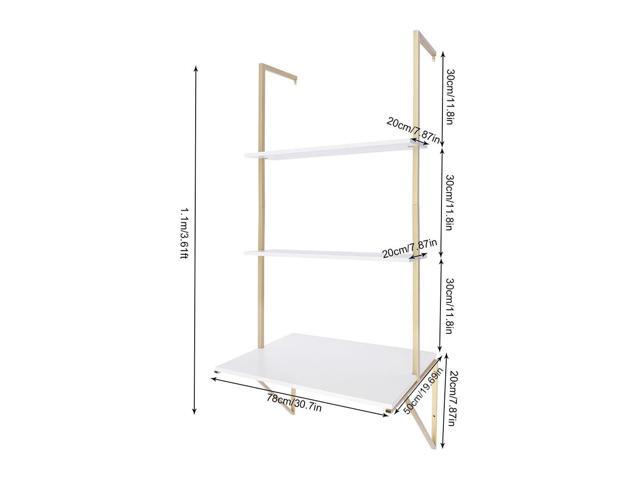Wall Mount Desk 3-Tier Ladder Computer Desk with Storage Bookshelf Wall Table Industrial Bookcase Desk Industrial Floating Shelves for Home Office...