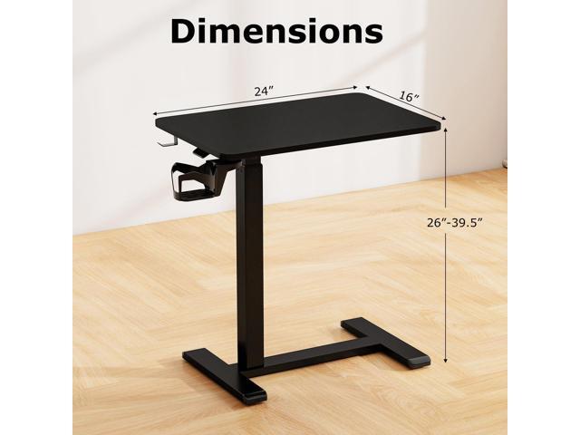 Tangkula Mobile Standing Desk, Pneumatic Height Adjustable Rolling Desk with Cup Holder & Headphone Hook, Overbed Table with Hidden Wheels, Laptop...