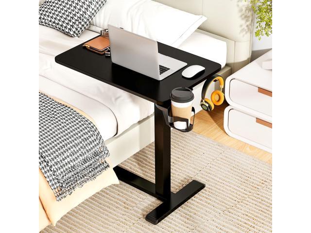 Tangkula Mobile Standing Desk, Pneumatic Height Adjustable Rolling Desk with Cup Holder & Headphone Hook, Overbed Table with Hidden Wheels, Laptop...