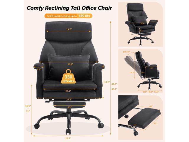 VINGLI 100-130° Reclining Tall Office Chair with Foot Rest & Adjustable Armrests, Ergonomic Criss Cross Chair with Wheels & Headrest, Comfy...