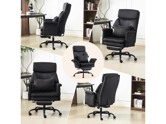 VINGLI 100-130° Reclining Tall Office Chair with Foot Rest & Adjustable Armrests, Ergonomic Criss Cross Chair with Wheels & Headrest, Comfy...