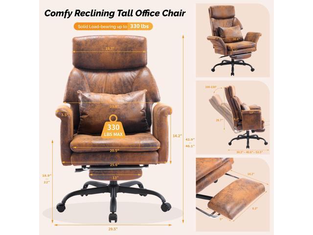 VINGLI 100-130° Reclining Tall Office Chair with Foot Rest & Adjustable Armrests, Ergonomic Criss Cross Chair with Wheels & Headrest, Comfy...