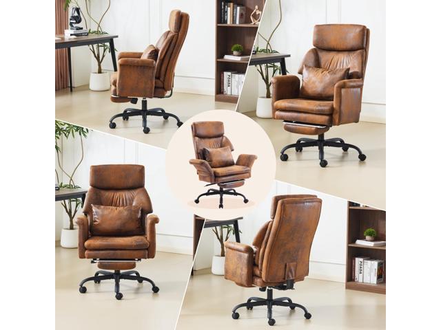 VINGLI 100-130° Reclining Tall Office Chair with Foot Rest & Adjustable Armrests, Ergonomic Criss Cross Chair with Wheels & Headrest, Comfy...