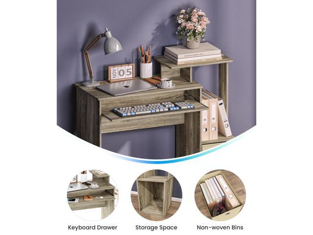 Computer Desk with Storage, Working Table with Keyboard Drawer for Bedroom Home Workstation for Writing Working Studying