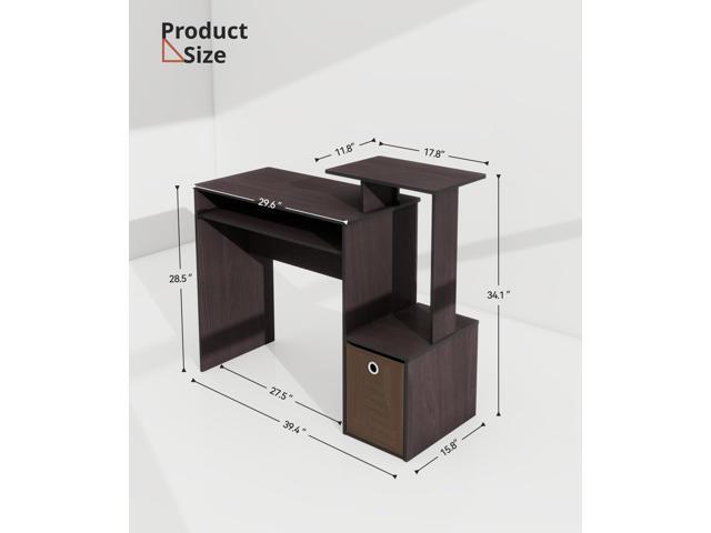 Small Computer Desk with Drawers, Working Table with Keyboard Tray for Bedroom Home Workstation for Writing Working Studying