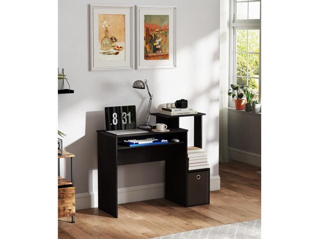 Small Computer Desk with Drawers, Working Table with Keyboard Tray for Bedroom Home Workstation for Writing Working Studying