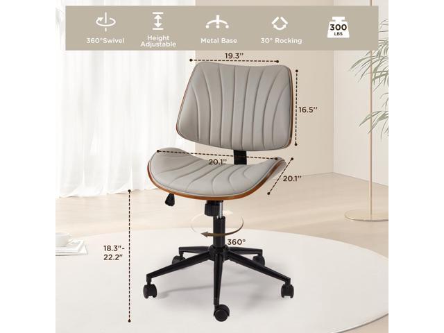 EROMMY Armless Office Desk Chair,Wooden Back Small Office Desk Chair No Arms Adjustable Height Modern Armless Chairs with Swivel Wheels for Small...