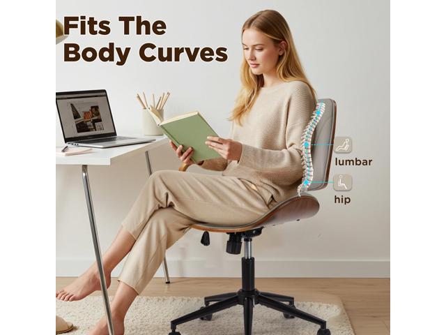 EROMMY Armless Office Desk Chair,Wooden Back Small Office Desk Chair No Arms Adjustable Height Modern Armless Chairs with Swivel Wheels for Small...