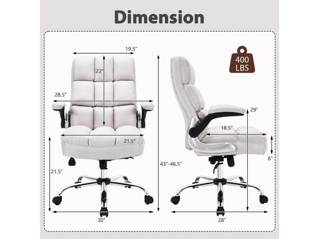 POWERSTONE Big and Tall Office Chair 400lbs - Ergonomic High-Back Executive Desk Chair with Flip-Up Arms & Thick Cushion, Home Office Beige Fabric