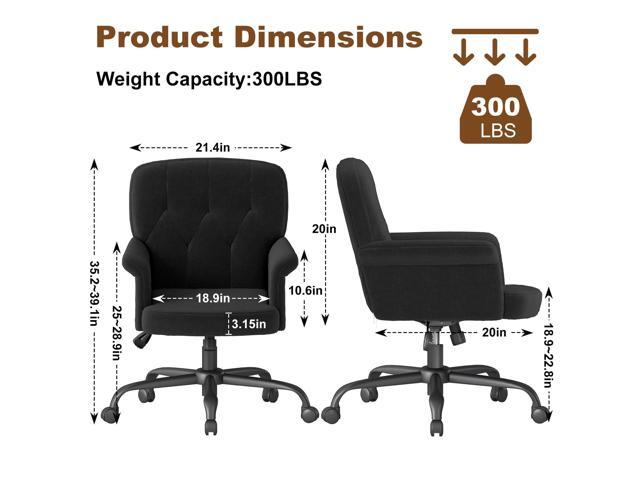 Comfy Home Office Desk Chair, Upholstered Fuzzy Vanity Chair with Wheels and Arms, Modern Adjustable Swivel Computer Seat for Living Room, Bedroom,...