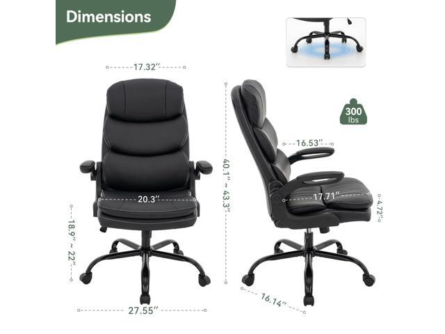 Ergonomic Office Chair High Back with Adjustable Lumbar Support, PU Leather Executive Desk Chair - Flip-Up Armrests, 360° Swivel & Heavy-Duty...