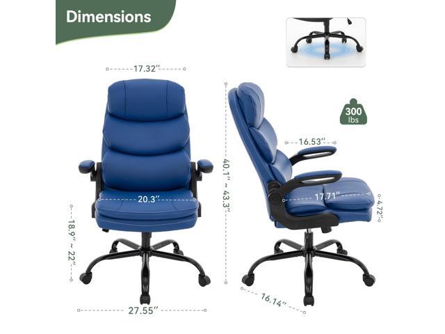 Ergonomic Office Chair High Back with Lumbar Support, PU Leather Executive Desk Chair, Adjustable Height & Flip-Up Armrests, Swivel Rolling Wheels...