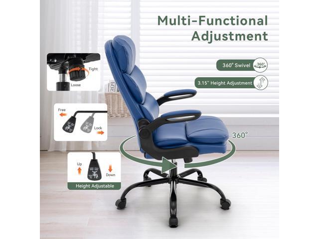 Ergonomic Office Chair High Back with Lumbar Support, PU Leather Executive Desk Chair, Adjustable Height & Flip-Up Armrests, Swivel Rolling Wheels...