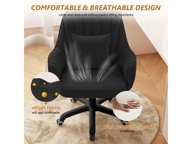 Home Office Chair Velvet Vanity Chairs Makeup Desk Chair with Wheels Mid Back Computer Chairs Height Adjustable Swivel Rolling Task Chair for...