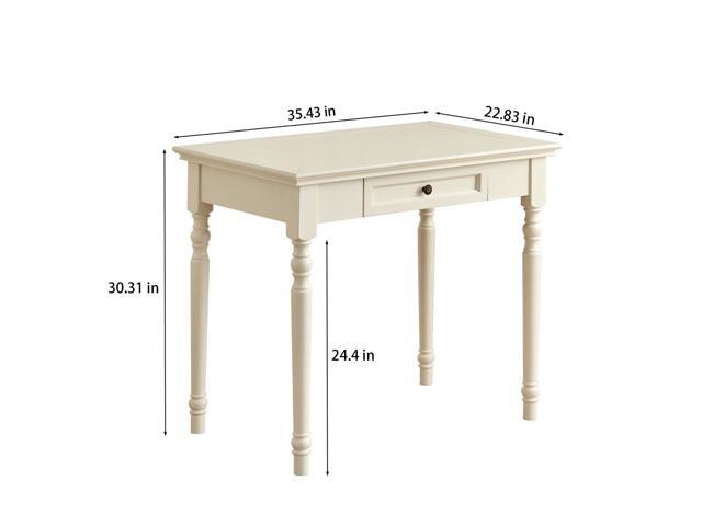 ADORZ White Desk with Drawers, 35 Inch Home Office Desks Solid Wood Writing Desk for Home Office, Study Workspace or Bedroom