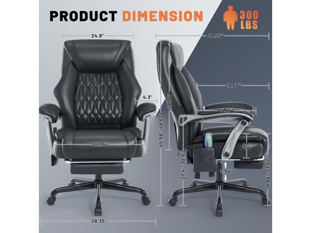 Reclining Office Chair with Massage & Heat & Footrest, 6-Point Vibrations, Ergonomic Executive Computer Desk Chair with Padded Seat for Comfort &...