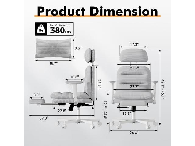 Criss Cross Chair with Wheels & Flip-up Arms, Executive Office Chair with Foot Rest, Swivel Cross Legged Office Chair with Lumbar Pillow, Corduroy...