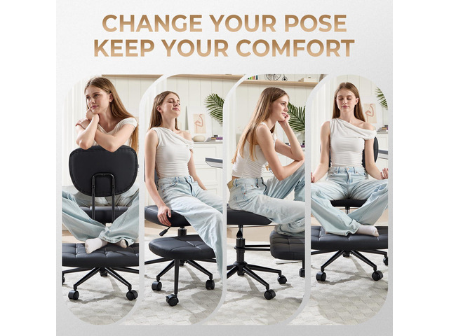 Cross Legged Office Chair, Ergonomic Criss Cross Desk Chair ADHD Meditation Yoga Kneeling Chair with Brake Wheels, Home Office Desk Chair with...
