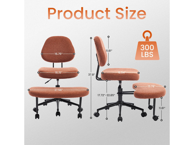Cross Legged Office Chair, Ergonomic Criss Cross Desk Chair ADHD Meditation Yoga Kneeling Chair with Brake Wheels, Home Office Desk Chair with...