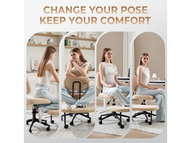 Cross Legged Office Chair, Ergonomic Criss Cross Desk Chair ADHD Meditation Yoga Kneeling Chair with Brake Wheels, Home Office Desk Chair with...
