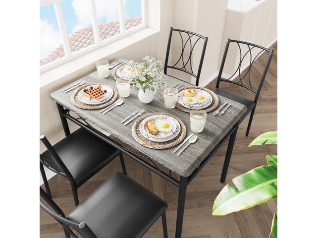 Dining Table Set for 4, Compact Kitchen Table with 4 Upholstered Chairs, 5-Piece Kitchen Table Set for Small Space, Dining Room, Apartment, Retro Gary